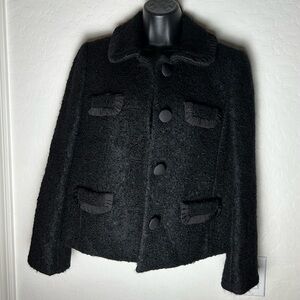 J Crew Mohair Lady Coat Ruffle Wide Collar Structured Shoulders Blazer Coat XS